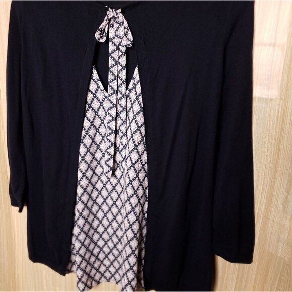 Loft Mixed Material Lightweight Sweater With Silky Back Blue Small - Picture 4 of 6